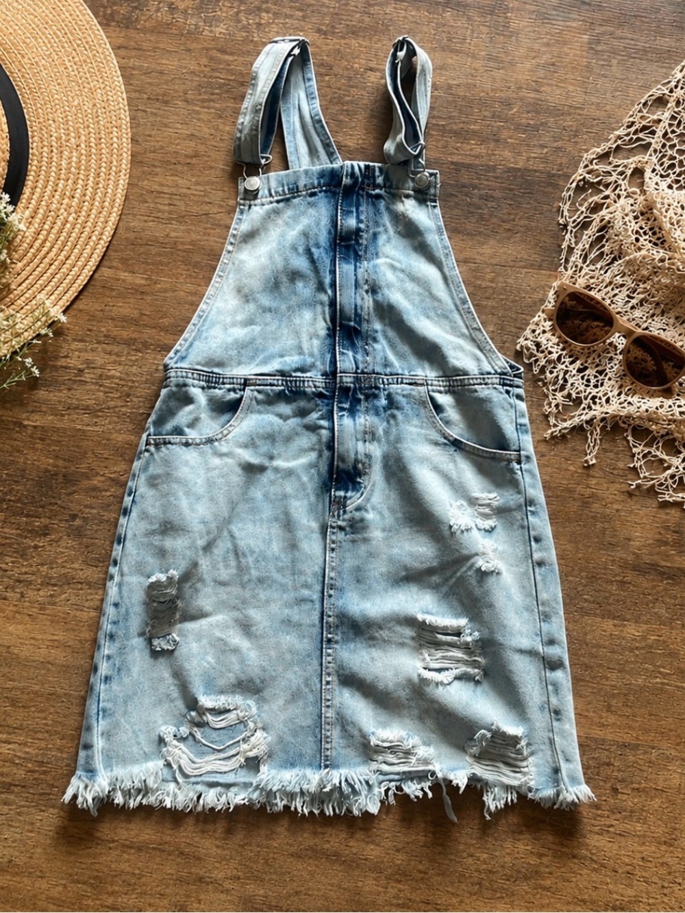Forever 21 Denim Dress Distressed with Zipper